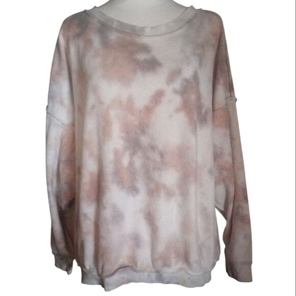 Free People Intimately Inside Out Kelly Sweatshirt in Tye Dye Coral Size Medium - Picture 2 of 7